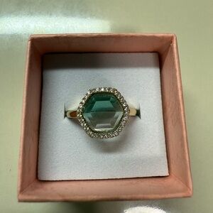 Elegant Green Gemstone Ring with Silver Accents